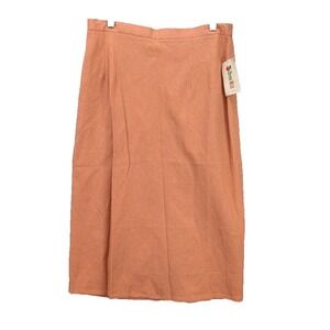 Dress Mill‎ Linen Rayon Spring Summer Skirt Zip Back Slit Lined Classic L NWT